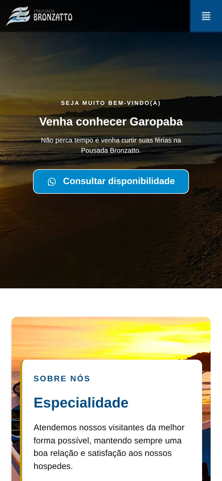 Tela do projeto Pousada Bronzatto no celular