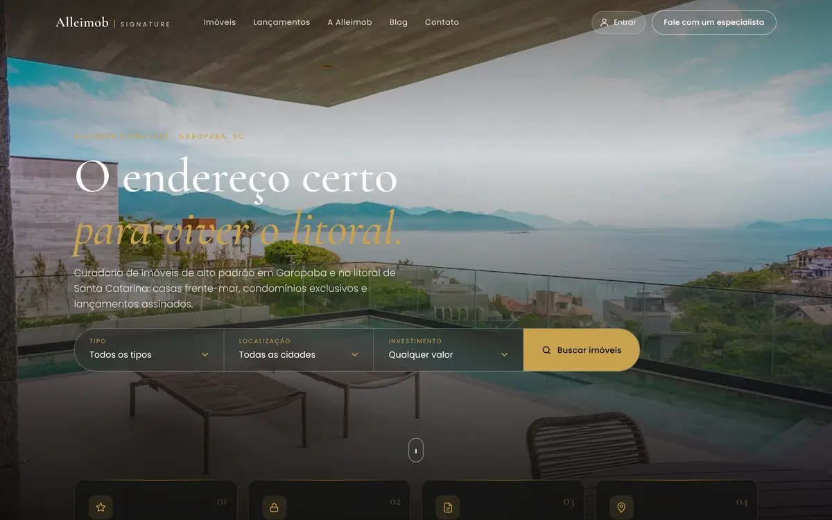 Site Alle Imóveis na versão para computador