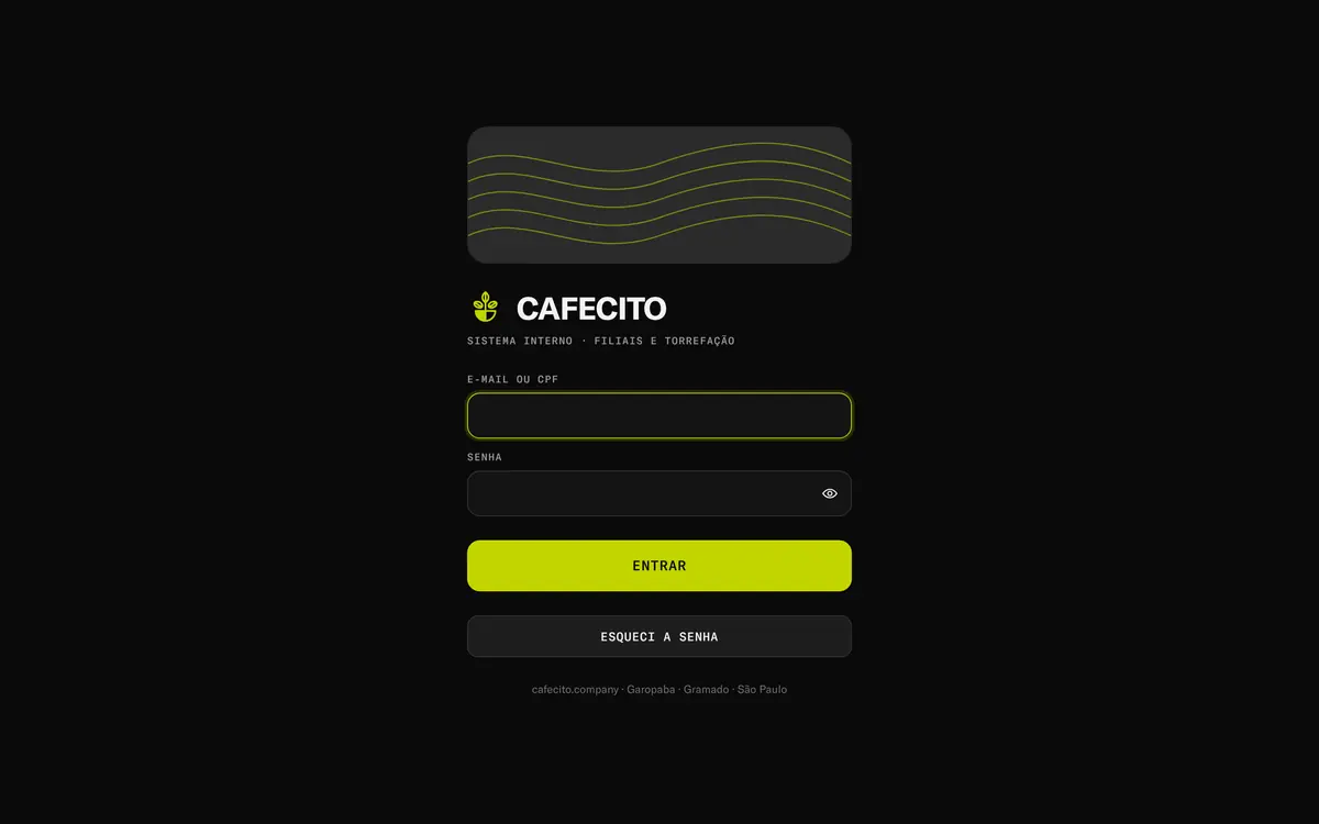 Tela do projeto Cafecito no computador