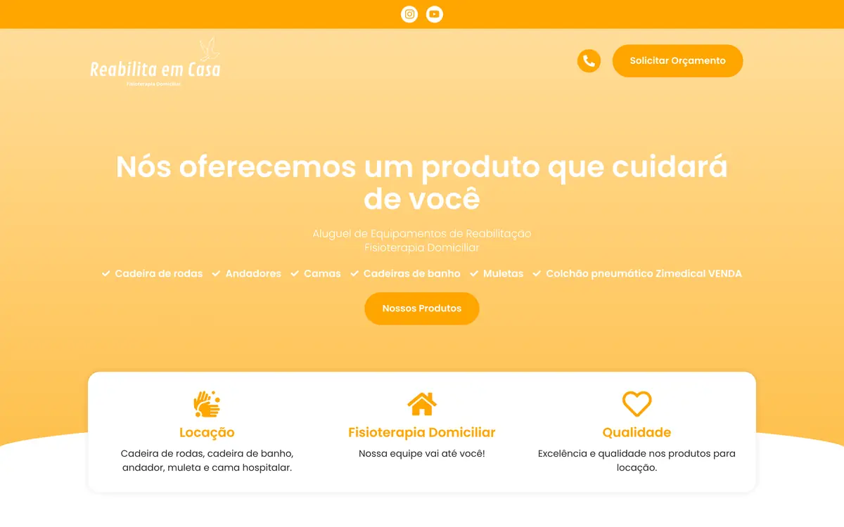 Site Reabilita em Casa na versão para computador