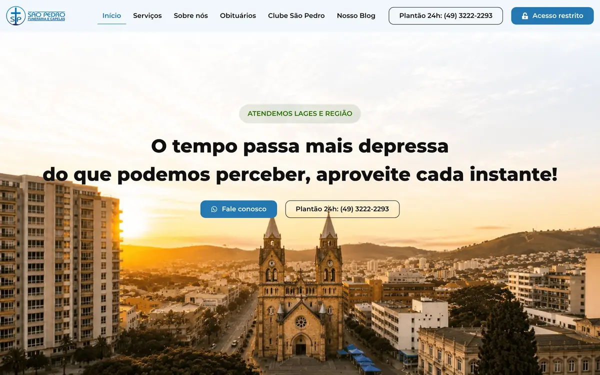 Site São Pedro Funerária & Capelas na versão para computador