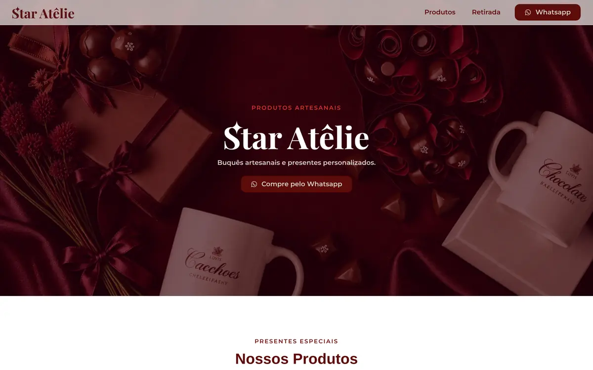 Tela do projeto Star Ateliê no computador